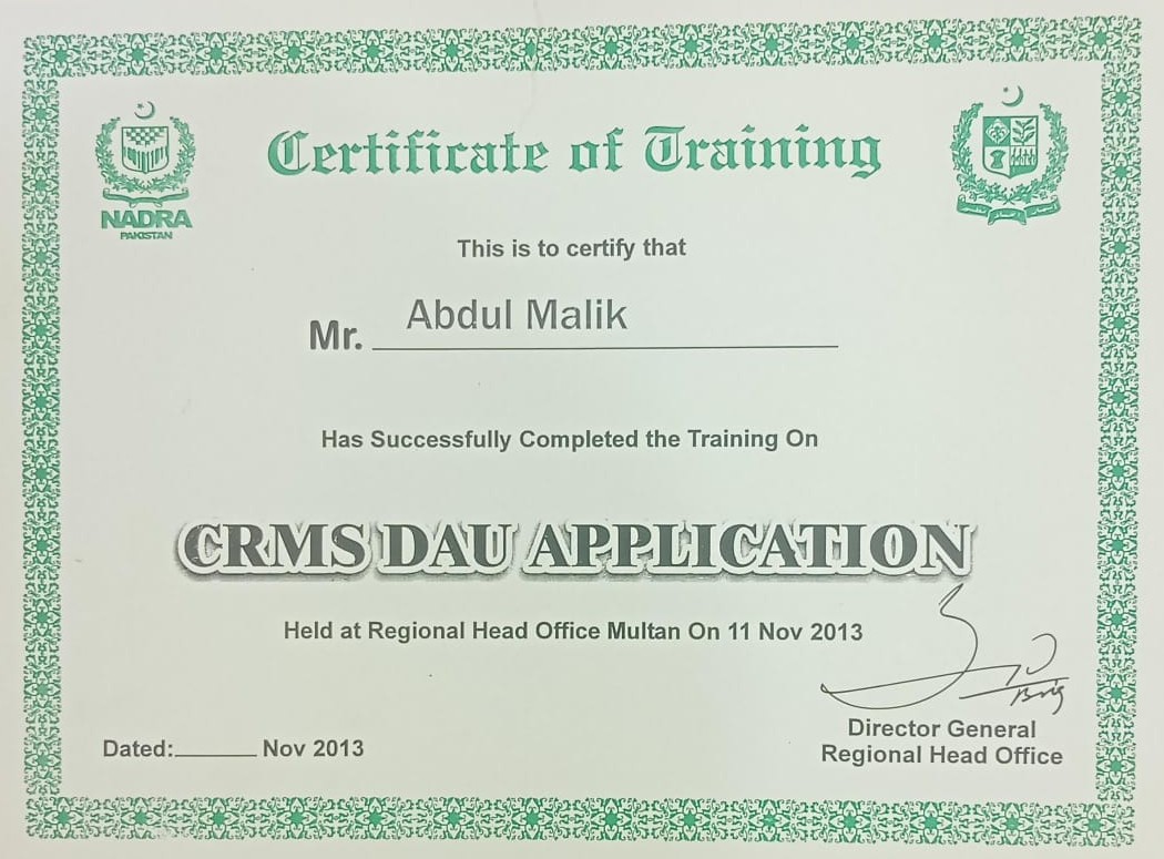CRMS DAU Application Training 2013